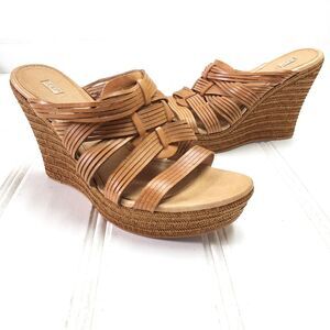 UGG Melinda Brown Leather Wedge Platforms Sandals